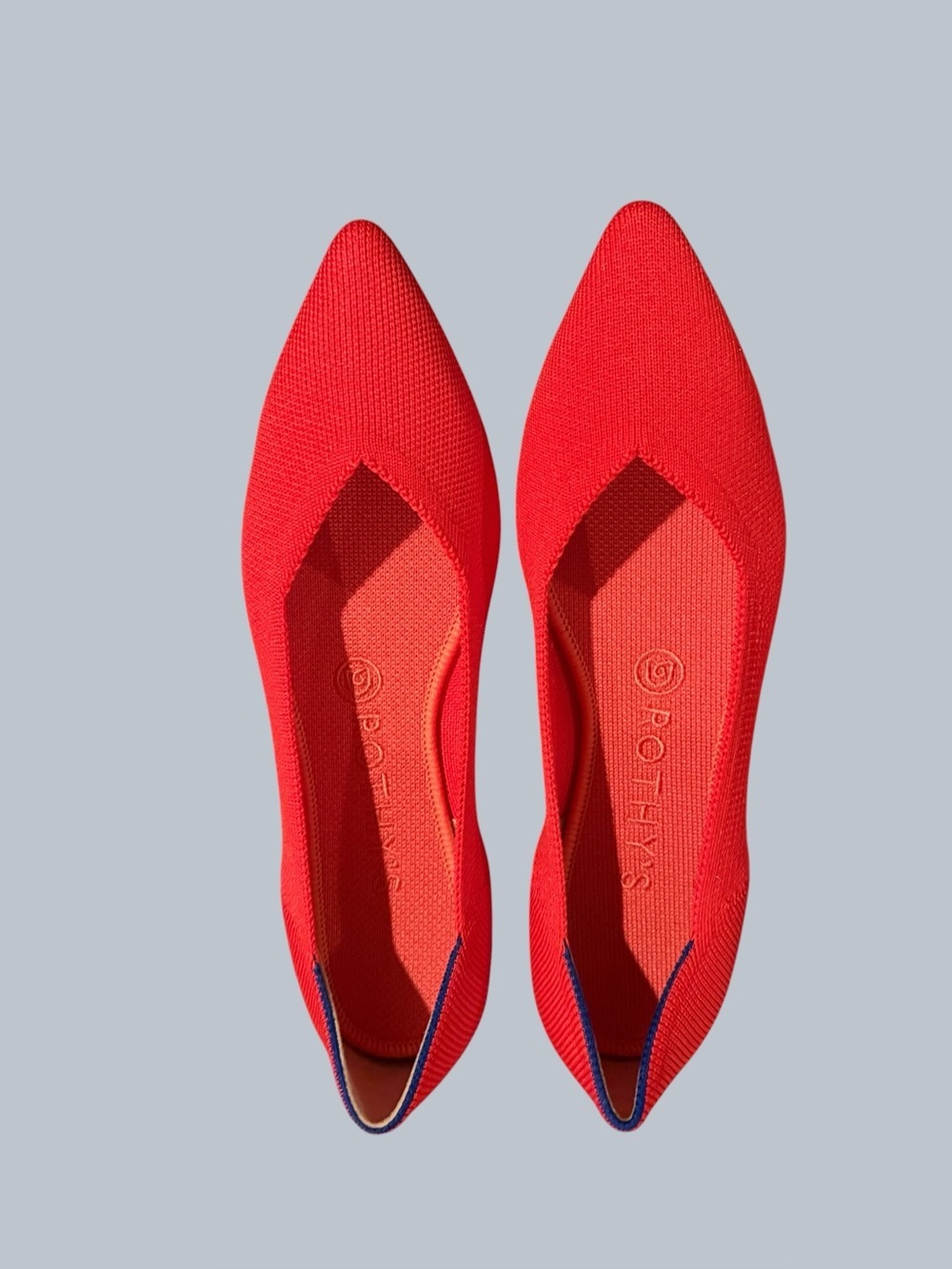 Rothy's Red Pointed Knit Flats Size 8
